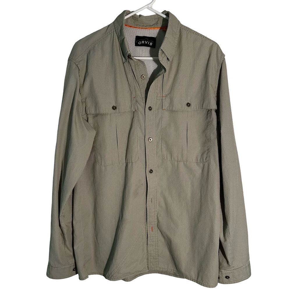 Orvis Men's Light Olive Green Button-Front Shirt Jacket